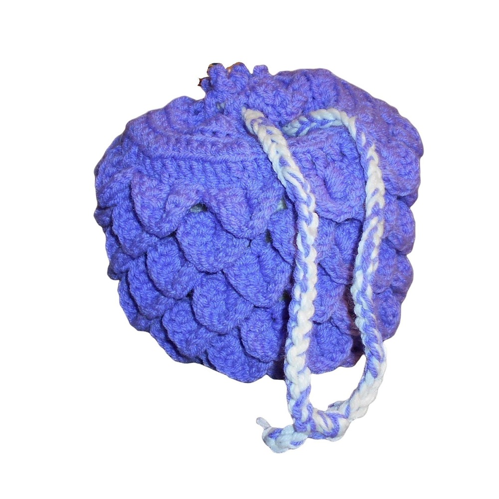 Dragon Scale Drawstring Purse/Clutch Purple Crotchet